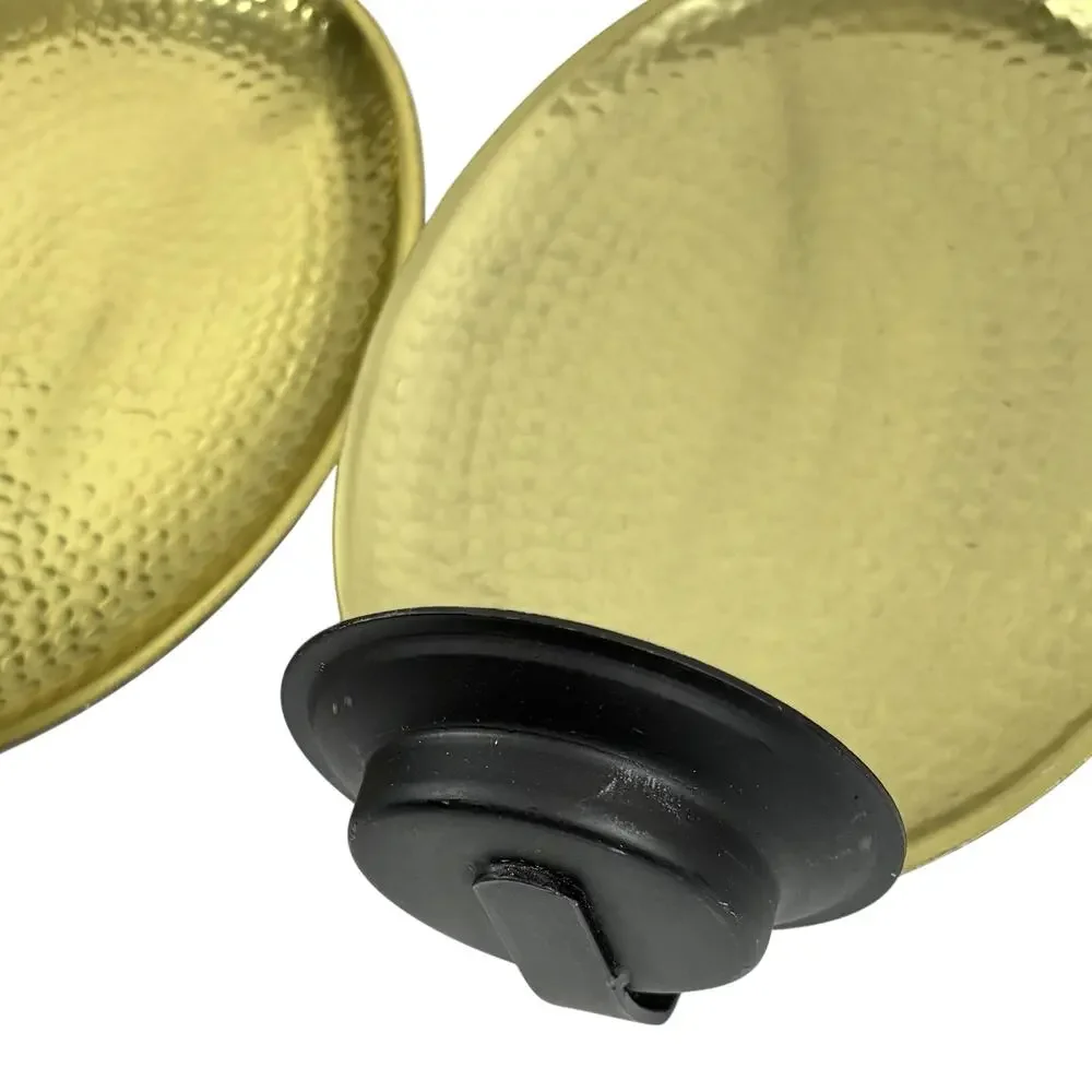 Reflective Pillar Candle Sconce Set of 2 Ikea Hammered Gold Tone Oval 11.5” Tall